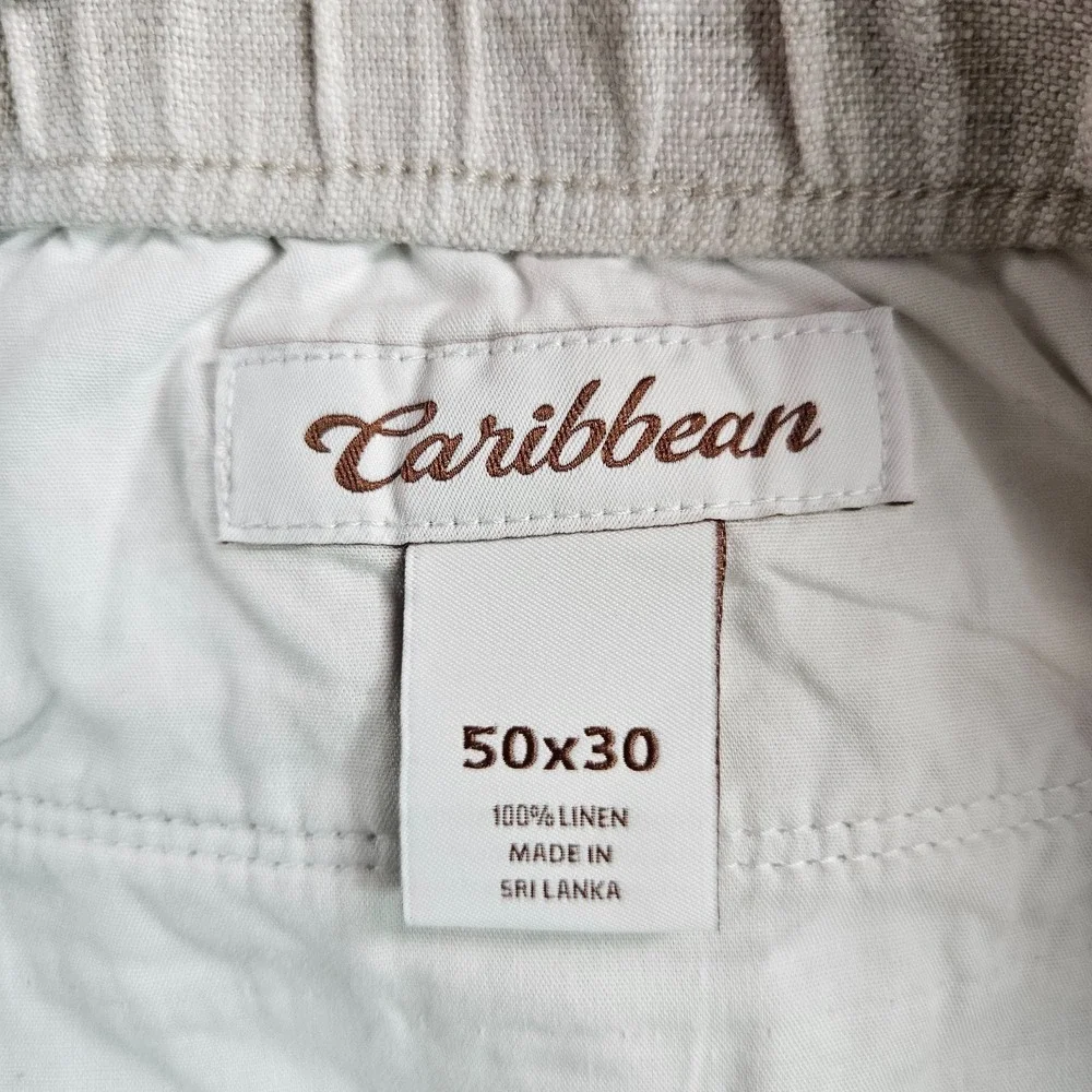 $89 NEW Caribbean Roundtree Linen Pants Men 50 x 30 Coastal‎ Comfort Beige